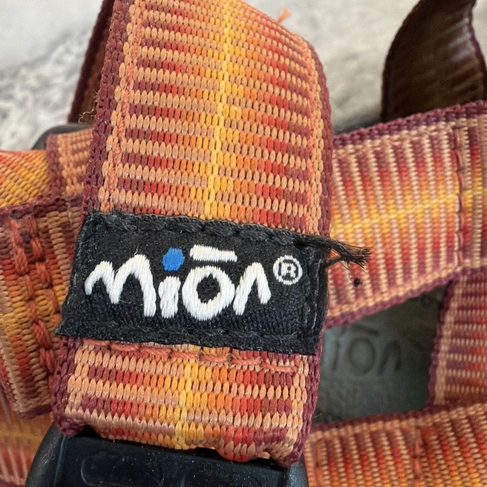 MION Footwear Water Sandals Men's 10 Orange Red Strap Closed Toe Hiking Outdoor